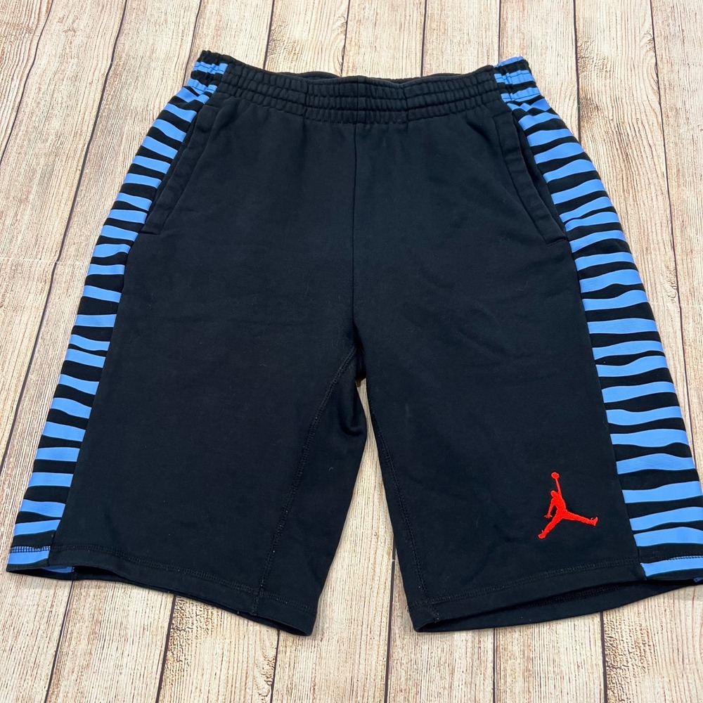 Jordan Mens Basketball Shorts Black Blue Wavy Stripes Red‎ Jumpman Size M